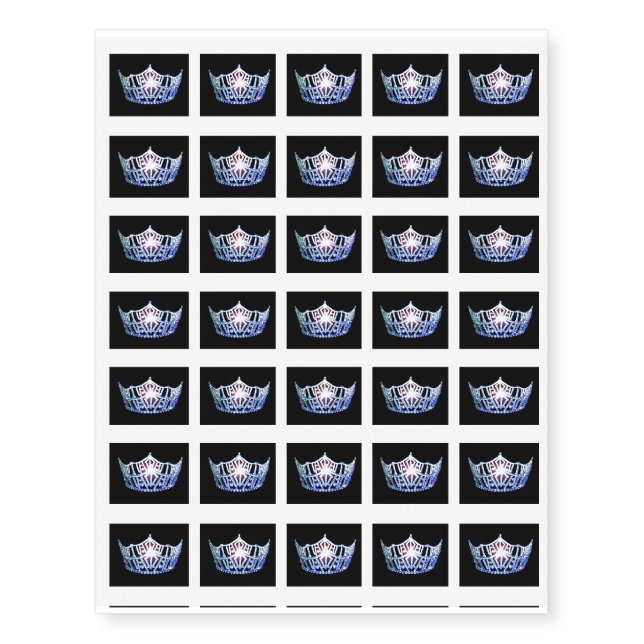 Miss America Blue Crown Temporary Tattoo (Front)