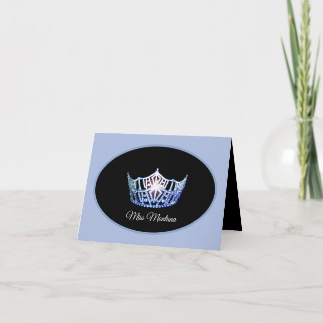 Miss America Blue Crown Thank You Card-Blue Card (Front)