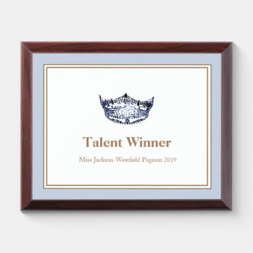 Miss America Blue Crown Wood Awards Plaque