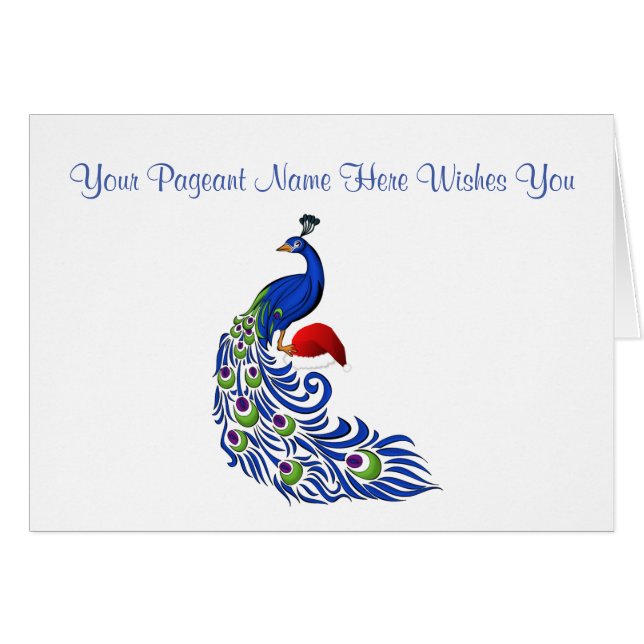 Miss America Christmas Card-Peacock Custom Name (Front Horizontal)