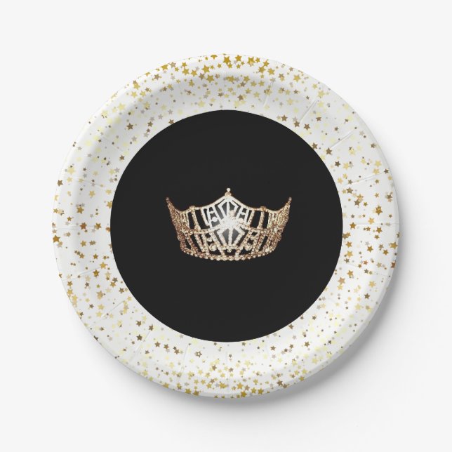 Miss America Crown 7" Party Paper Plates-Stars Paper Plates (Front)