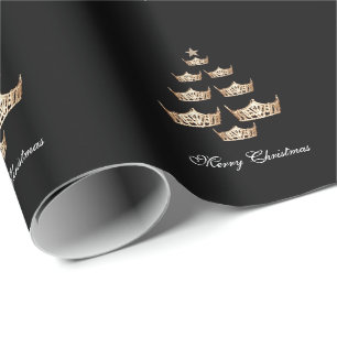 Miss America Crown Christmas Tree Giftwrap Wrapping Paper
