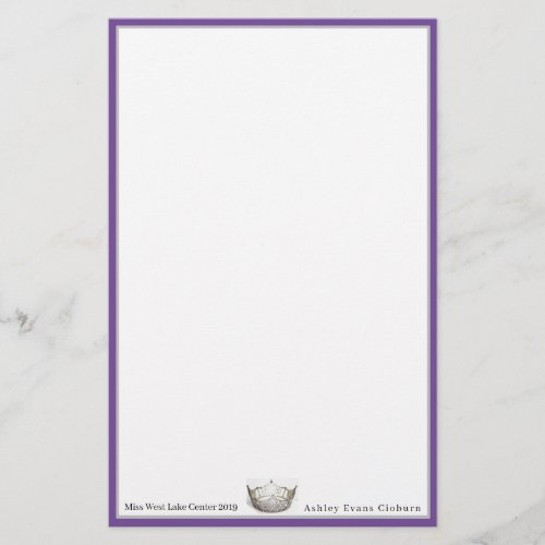 Miss America Crown  Custom Name Stationery Sheets