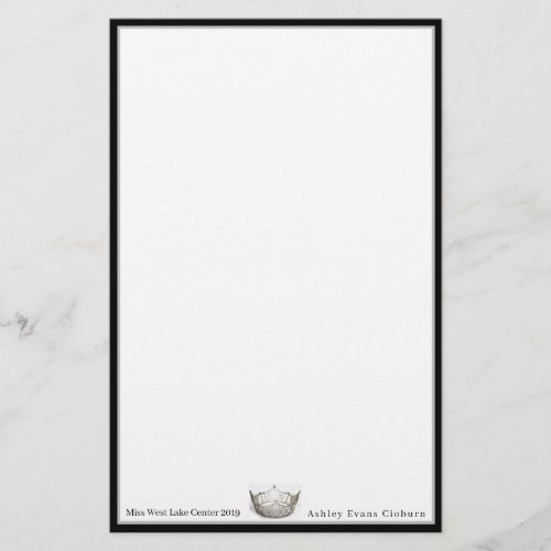 Miss America Crown  Custom Name Stationery Sheets