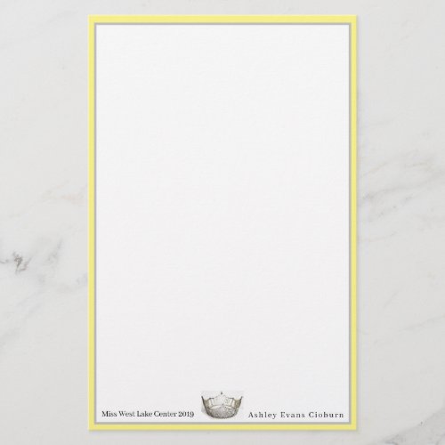 Miss America Crown  Custom Name Stationery Sheets