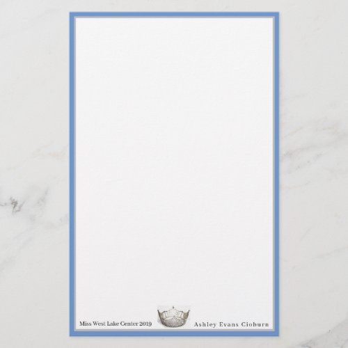 Miss America Crown  Custom Name Stationery Sheets