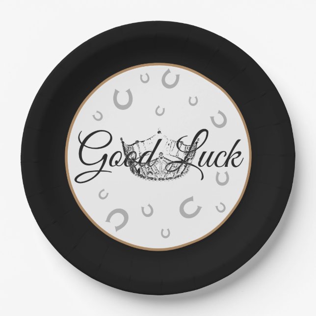 Miss America Crown Good Luck 9" Paper Plates (Front)