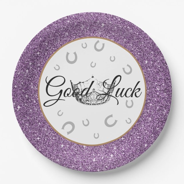 Miss America Crown Good Luck 9" Paper Plates (Front)