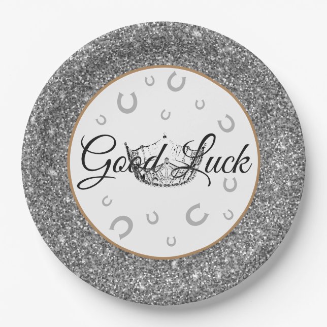 Miss America Crown Good Luck 9" Paper Plates (Front)