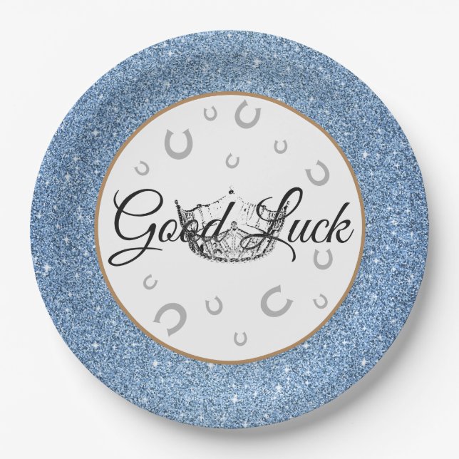 Miss America Crown Good Luck 9" Paper Plates (Front)