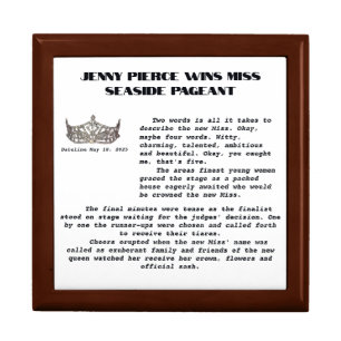 Miss America Crown Newspaper Article Jewelry box