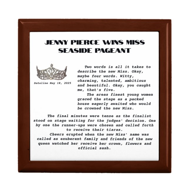 Miss America Crown Newspaper Article Jewelry box (Front)