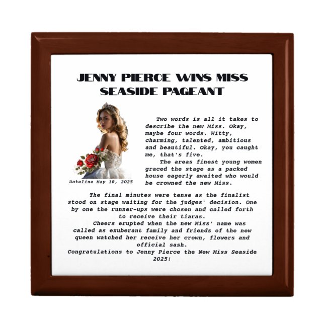 Miss America Crown Newspaper Article Jewelry box (Front)