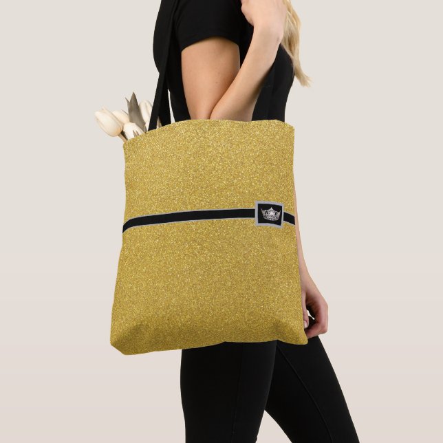 Miss America Crown Pageant Faux Glitter Tote Bag (Close Up)