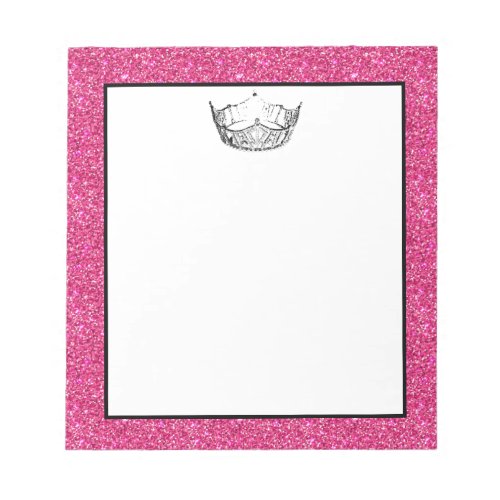 Miss America Crown Pink Glitter Notepad