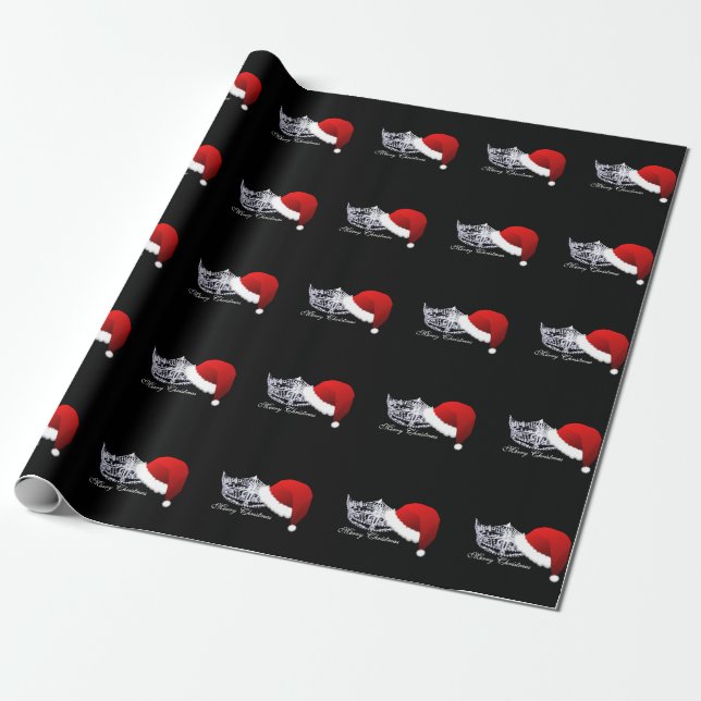 Miss America Crown & Santa Hat Christmas Giftwrap Wrapping Paper (Unrolled)