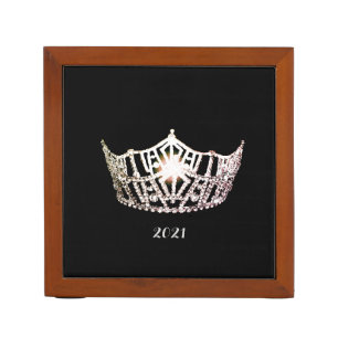 Miss America Crown Wood Desk Organizer