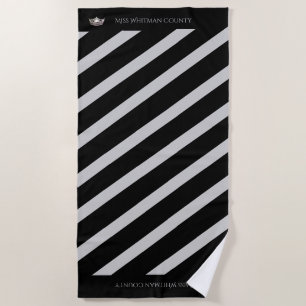 Miss America Custom Stripe SLVR Crown Beach Towel