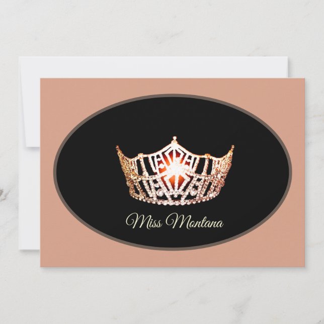 Miss America Flat Note Card-Gold Crown/Peach (Front)