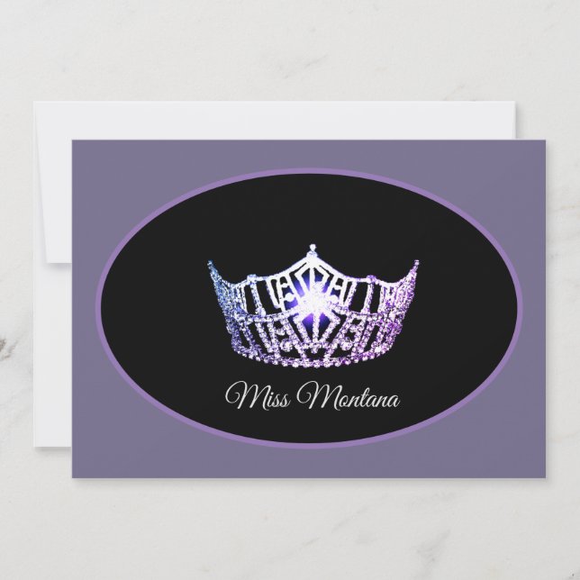 Miss America Flat Note Card-Silver Crown Amethyst Card (Front)