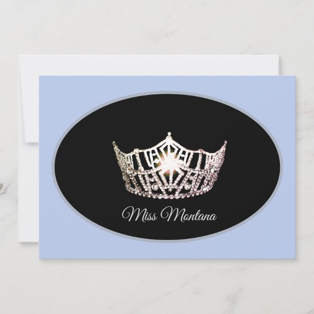 Miss America Flat Note Card-Silver Crown/Baby Blue (Front)
