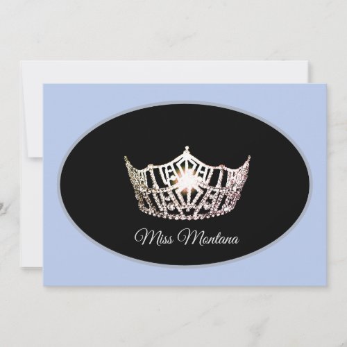 Miss America Flat Note Card_Silver CrownBaby Blue