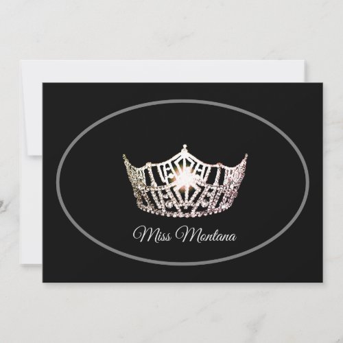 Miss America Flat Note Card_Silver CrownBlack