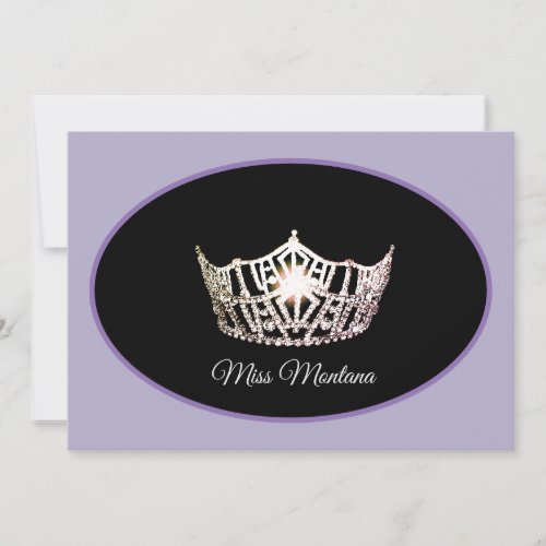 Miss America Flat Note Card_Silver Crown Purples