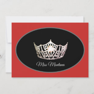 Miss America Flat Note Card-Silver Crown/Red Card