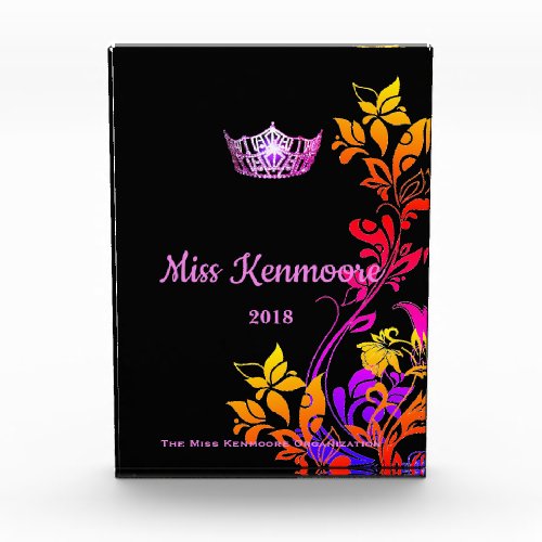 Miss America Floral Pink Crown Acrylic Award