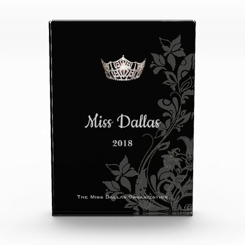 Miss America Floral Silver Crown Acrylic Award