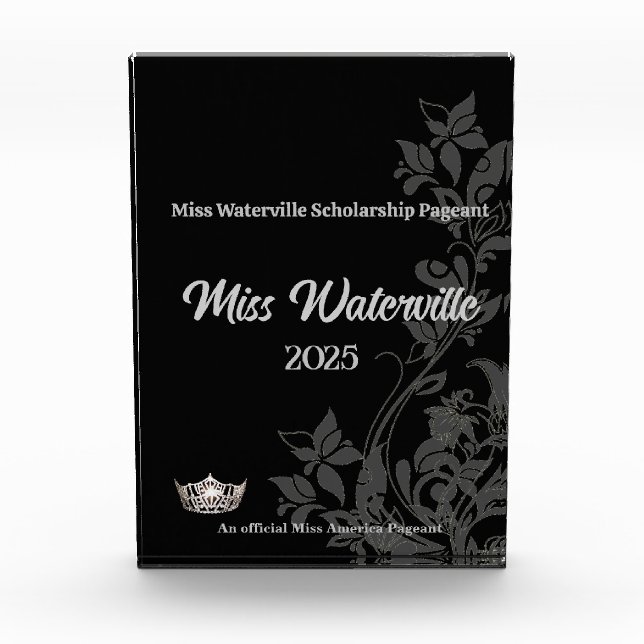 Miss America Floral Silver Crown Acrylic Award (Front)