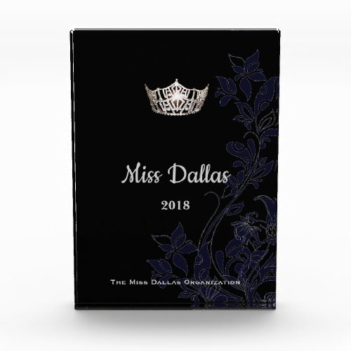 Miss America Floral Silver Crown Acrylic Award