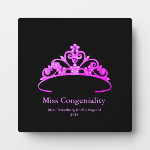 Miss America Fuchsia Tiara Crown Awards Plaque