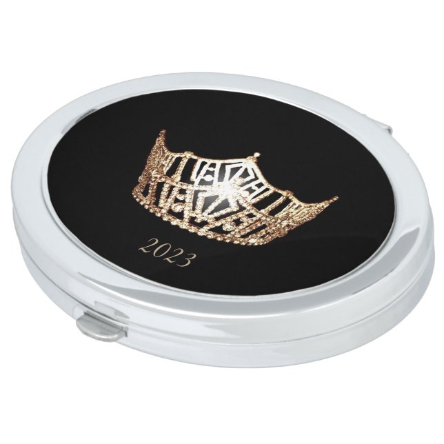 Miss America Gold Crown Compact Mirror  (Turned)