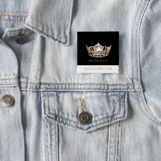 Miss America Gold Crown Custom Button Pin (In Situ)
