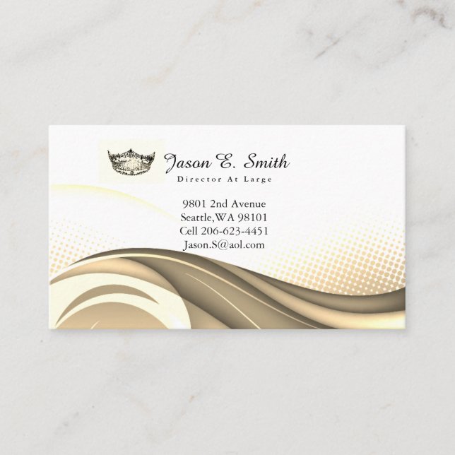 Miss America Gold Crown Ocean Wave Business Card (Front)