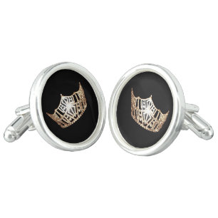 Miss America Gold Crown Round Cuff Links