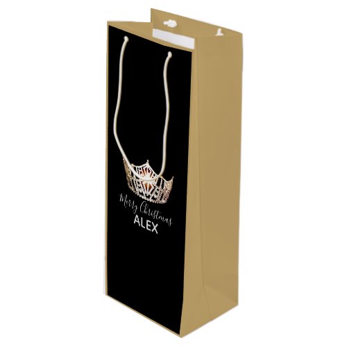 Miss America Gold Crown Silk Gift Bag_Christmas Wine Gift Bag