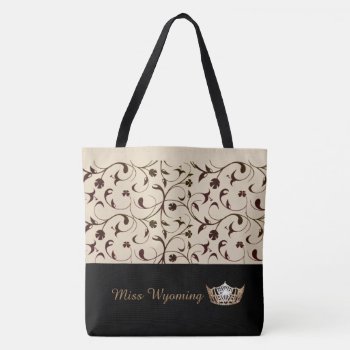 Miss America Gold Crown Tote Bag Brown Scrolls by photographybydebbie at Zazzle