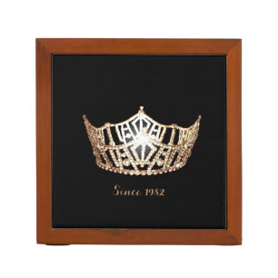 Miss America Gold Crown Wood Desk Organizer-Since Organizer