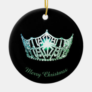 Miss America Green Crown Round Ornament