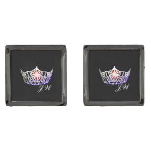 Miss America Lavender Crown Cuff Links-w/Monogram Cufflinks