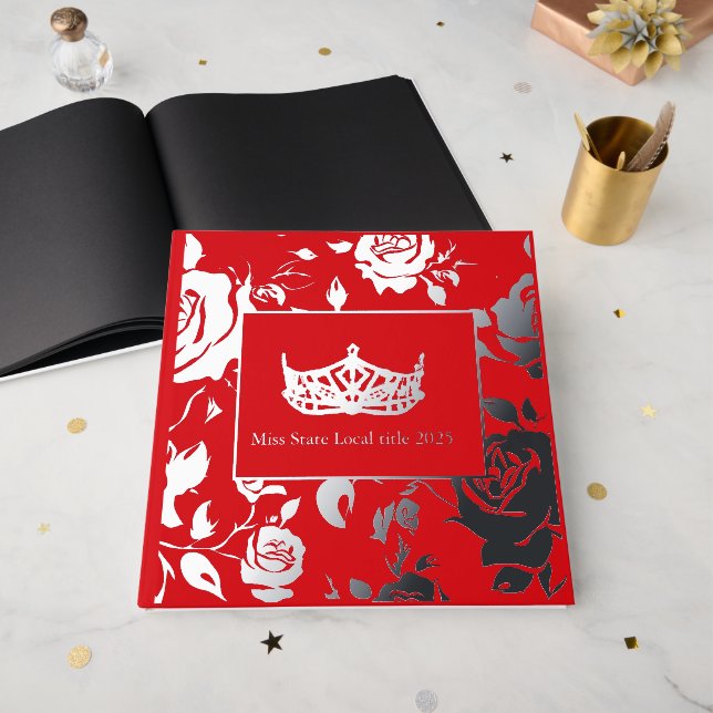 Miss America like Crown Foil Roses Scrapbook Fo Foil Guest Book (Front Open)