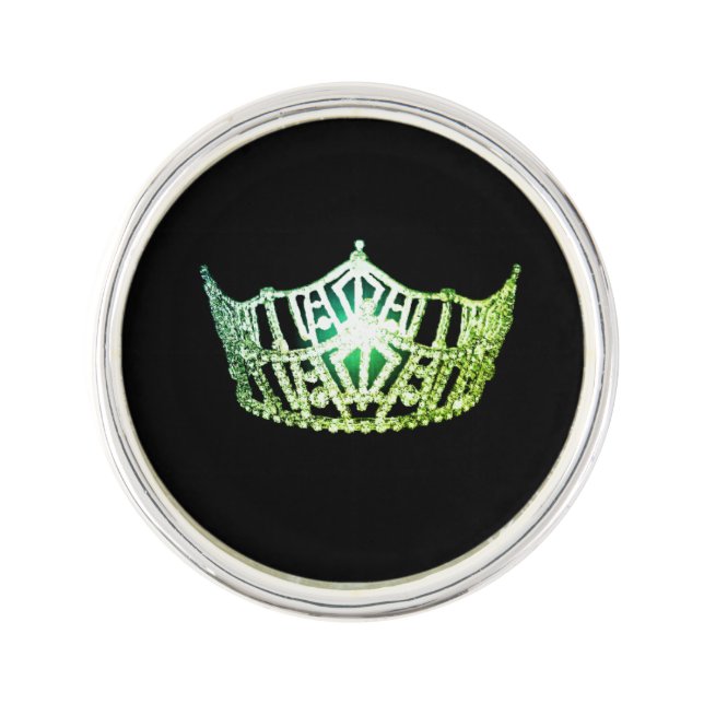 Miss America Lime Green Crown Lapel Pin (Front)