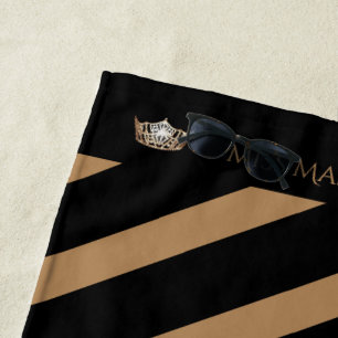 Miss America Mocha Stripe Crown Beach Towel