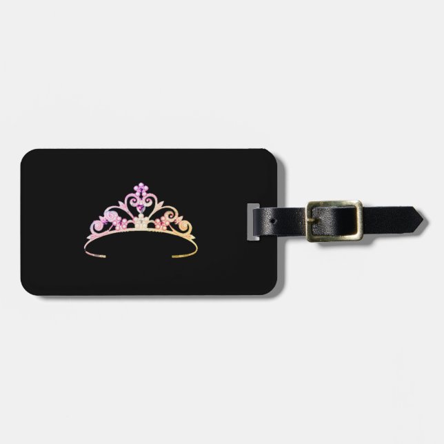 Miss America Multi Lilac Tiara Luggage Tag (Front Horizontal)