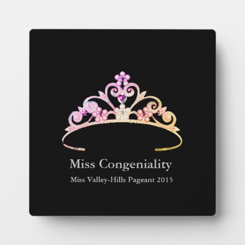 Miss America Multi Pink Tiara Crown Awards Plaque