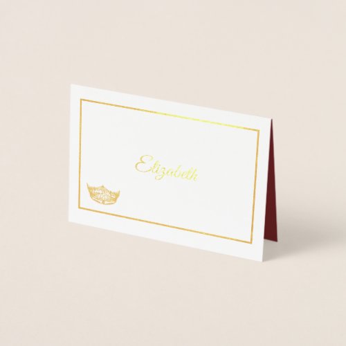 Miss America Name Place Card Gold Foiled Crown