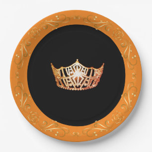 Miss America Orange Crown 9" Paper Plates
